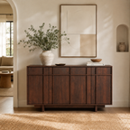 Wetalus 63" Mid Century Modern Sideboard Buffet Cabinet with Storage, Skeleton Line, Walnut