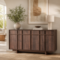 Wetalus 63" Mid Century Modern Sideboard Buffet Cabinet with Storage, Skeleton Line, Walnut