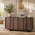 Wetalus 63" Mid Century Modern Sideboard Buffet Cabinet with Storage, Skeleton Line, Walnut