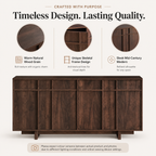 Wetalus 63" Mid Century Modern Sideboard Buffet Cabinet with Storage, Skeleton Line, Walnut