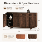 Wetalus 63" Mid Century Modern Sideboard Buffet Cabinet with Storage, Skeleton Line, Walnut