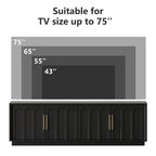 FORTUNETECBlack Wood Arched TV Stand, Mid - Century Modern Design
