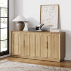FORTUNETECMid - Century Modern 4 - Door Arched Sideboard in White Oak Wood