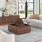 FORTUNETECMid - Century Modern Arched Walnut Coffee Table for Living Room