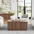 FORTUNETECMid - Century Modern Arched Walnut Coffee Table for Living Room