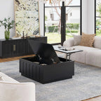 FORTUNETECmid - century modern black wood coffee table