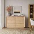 FORTUNETECMid - Century Modern White Oak 6 - Drawer Dresser | FORTUNETEC