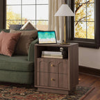 FORTUNETECMid - Century Walnut Nightstand with Arch Design | Fortunetec