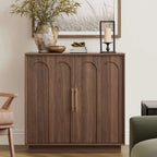 FORTUNETECModern Black Wood Sideboard Buffet Cabinet