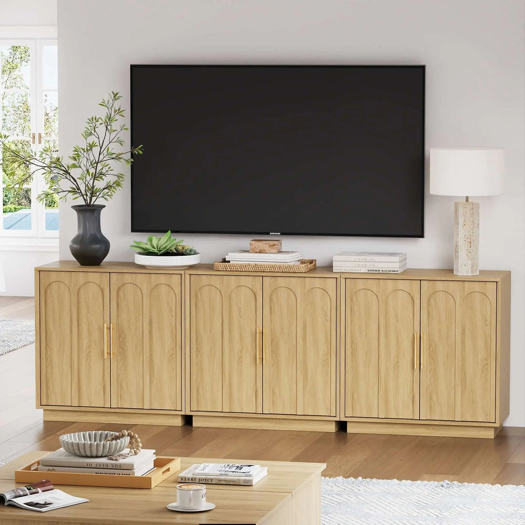 FORTUNETECModern Oak Sideboard Buffet Cabinet with Storage