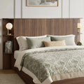 FORTUNETECModern Walnut Fluted Queen Headboard with Storage Shelf – Warm Farmhouse Style Design