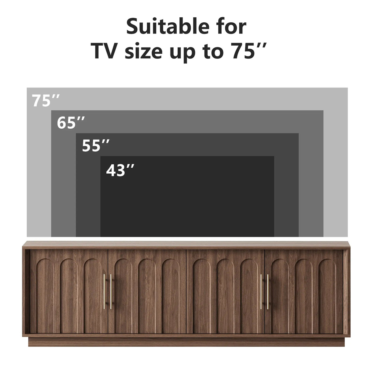 FORTUNETECWalnut Arched TV Stand – Mid - Century Modern Style