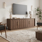 FORTUNETECWalnut Arched TV Stand – Mid - Century Modern Style