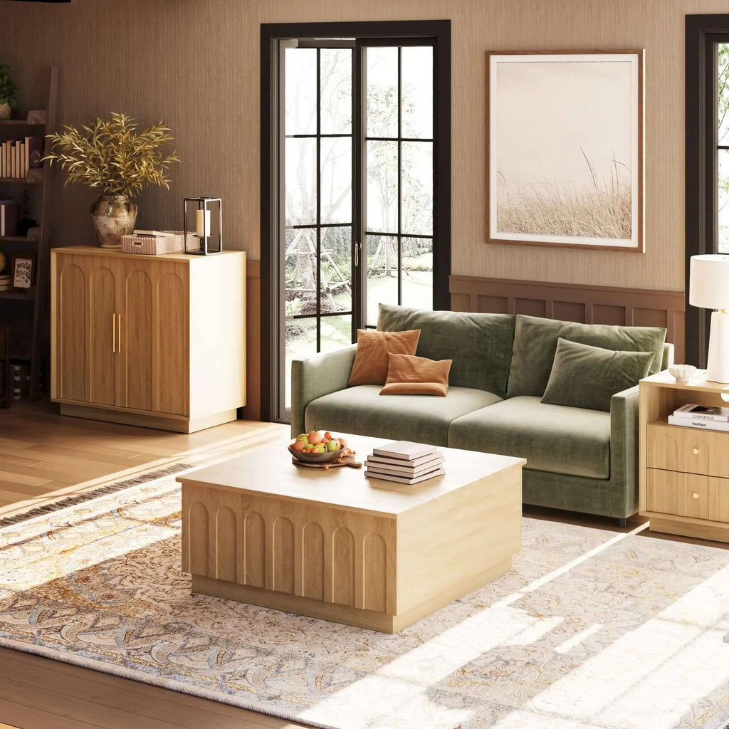 FORTUNETECWhite Oak Coffee Table – Mid - Century Modern Arched | FORTUNETEC