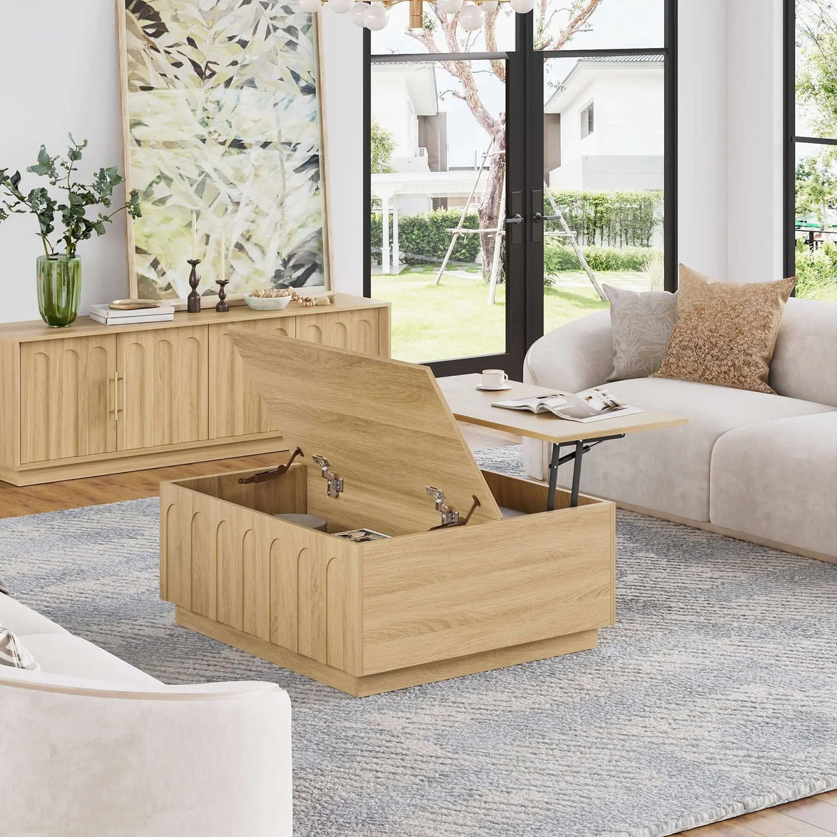FORTUNETECWhite Oak Coffee Table – Mid - Century Modern Arched | FORTUNETEC